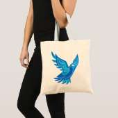 Blauwe en witte Waterverf vredesduif Tote Bag (Voorkant (product))