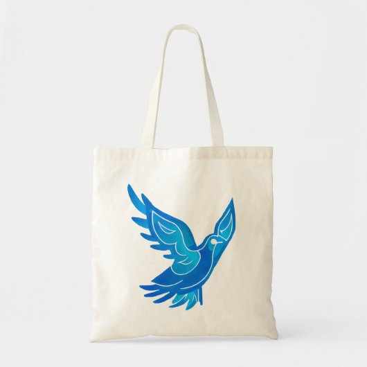 Blauwe en witte Waterverf vredesduif Tote Bag (Voorkant)