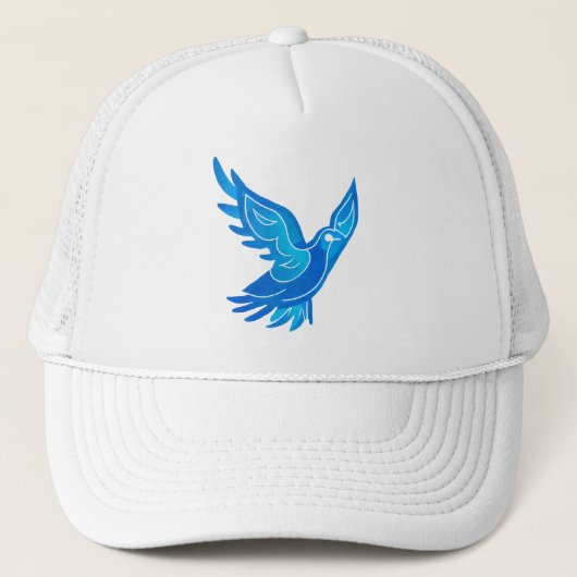 Blauwe en witte Waterverf vredesduif Trucker Pet (Voorkant)
