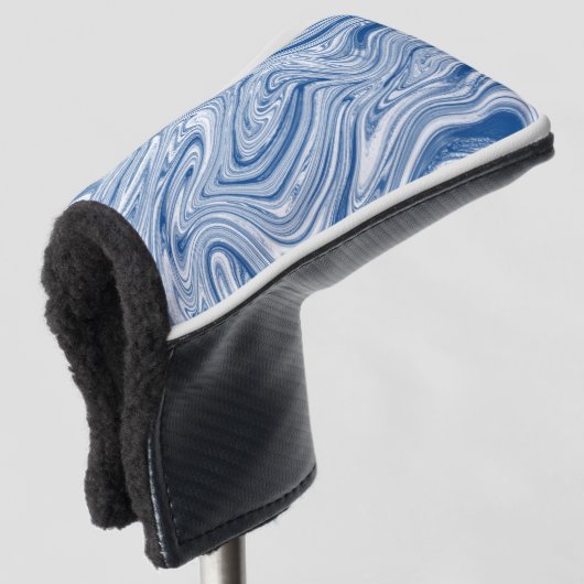 Blauwe en witte wervelingen golfheadcover (3/4 voorkant)