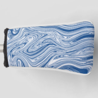 Blauwe en witte wervelingen golfheadcover