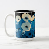Blauwe en witte wilde bloemen tweekleurige koffiemok (Links)