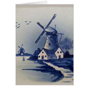 Blauwe en witte windmolen