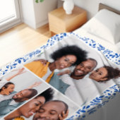 Blauwe en witte winter Botanische Foto Collage Fleece Deken