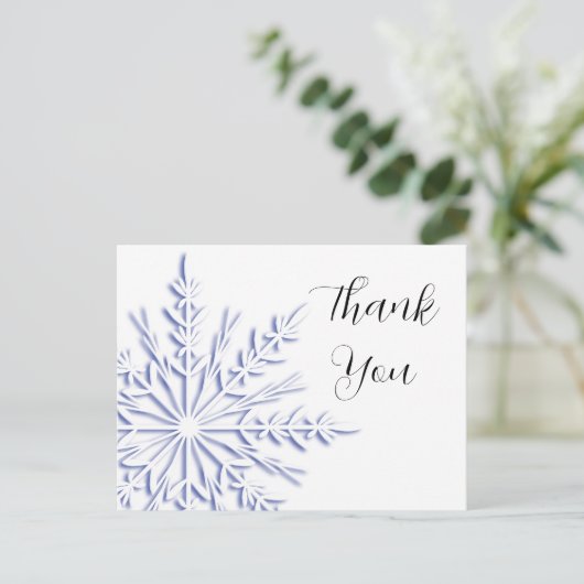 Blauwe en witte winter Snowflake Hartelijk dank Briefkaart (Staand voorkant)