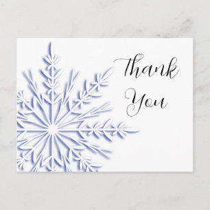 Blauwe en witte winter Snowflake Hartelijk dank Briefkaart