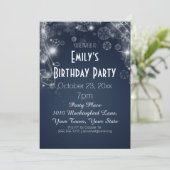 Blauwe en witte winter Wonderland Birthday Party Kaart (Staand voorkant)