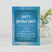 Blauwe en witte winter Wonderland Birthday Party Kaart (Staand voorkant)