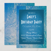 Blauwe en witte winter Wonderland Birthday Party Kaart (Voorkant / Achterkant)