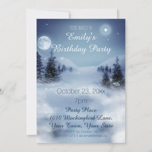 Blauwe en witte winter Wonderland Birthday Party Kaart (Voorkant)