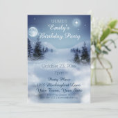 Blauwe en witte winter Wonderland Birthday Party Kaart (Staand voorkant)