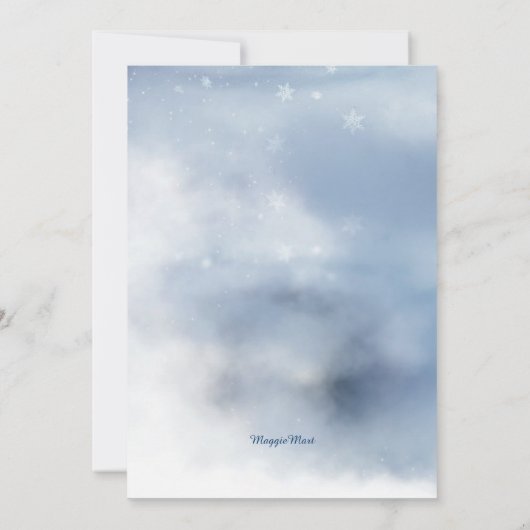 Blauwe en witte winter Wonderland Birthday Party Kaart (Achterkant)