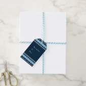Blauwe en witte winterace Elegant Holiday Party Cadeaulabel (Met Touw)
