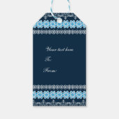 Blauwe en witte winterace Elegant Holiday Party Cadeaulabel (Voorkant)
