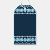 Blauwe en witte winterace Elegant Holiday Party Cadeaulabel (Achterkant)