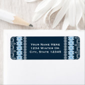 Blauwe en witte winterace Elegant Holiday Party Etiket (Insitu)