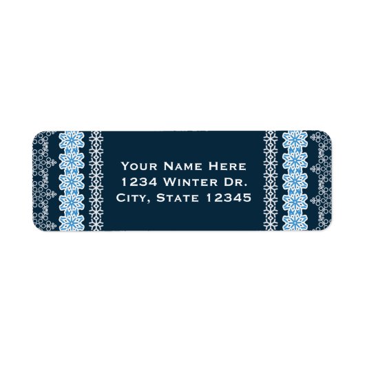 Blauwe en witte winterace Elegant Holiday Party Etiket (Voorkant)