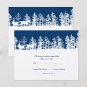 Blauwe en witte winterbruiloft RSVP Kaartje (Voorkant / Achterkant)