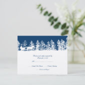 Blauwe en witte winterbruiloft RSVP Kaartje (Staand voorkant)