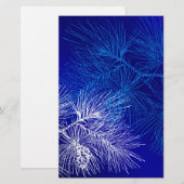 Blauwe en witte winterpijn briefpapier (Voorkant / Achterkant)