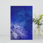 Blauwe en witte winterpijn briefpapier (Staand voorkant)