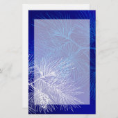 Blauwe en witte winterpijn briefpapier (Voorkant / Achterkant)