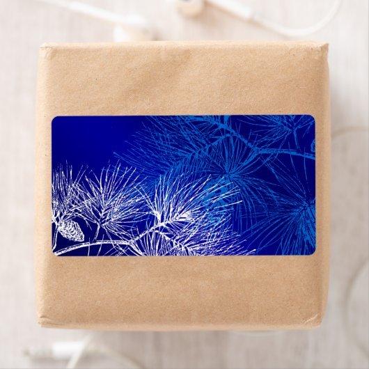 Blauwe en witte winterpijn etiket (Insitu)