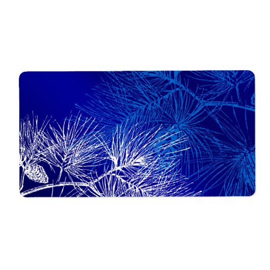 Blauwe en witte winterpijn etiket (Voorkant)