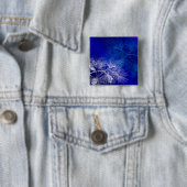Blauwe en witte winterpijn vierkante button 5,1 cm (In situ)