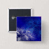 Blauwe en witte winterpijn vierkante button 5,1 cm (Voorkant /achterkant)