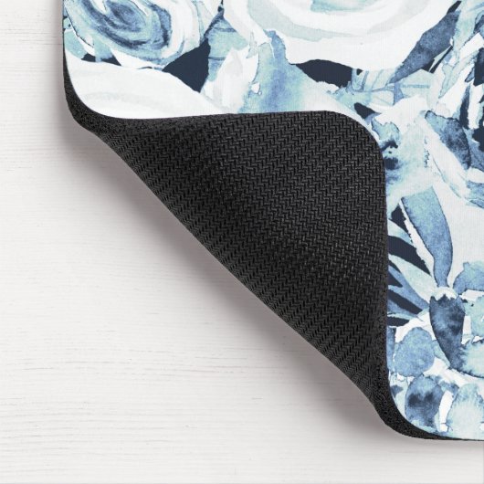 Blauwe en witte winterse Rozen Muismat (Hoek)