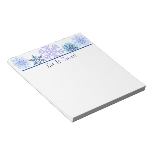 Blauwe en witte wintersneeuwvlokken | Aangepaste f Notitieblok (Schuin)