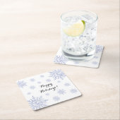 Blauwe en witte wintersneeuwvlokken Prettige feest Kartonnen Onderzetters (Insitu)