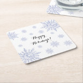 Blauwe en witte wintersneeuwvlokken Prettige feest Kartonnen Onderzetters (Schuin)