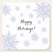 Blauwe en witte wintersneeuwvlokken Prettige feest Kartonnen Onderzetters (Voorkant)