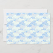 Blauwe en witte wolken Aangepaste Baby geboorte Aankondiging (Achterkant)