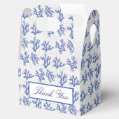 Blauwe en witte zee koraallegering bedankdoosjes (Geopend)