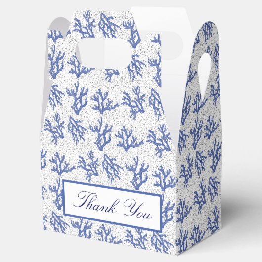 Blauwe en witte zee koraallegering bedankdoosjes (Geopend)