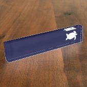 Blauwe en witte Zee schildpad Naambordje (Zijkant)