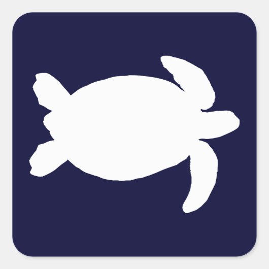 Blauwe en witte Zee schildpad Vierkante Sticker (Voorkant)