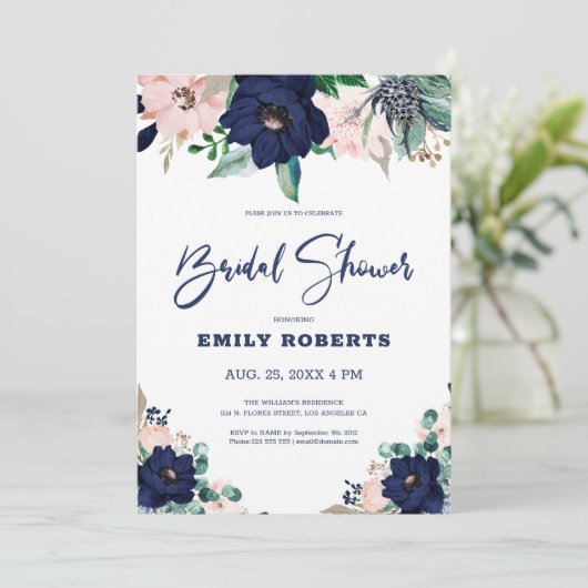 Blauwe en witte zeebloemen kaart (Staand voorkant)