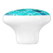 Blauwe en witte zeemeervis keramische knop (Zijkant)