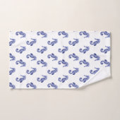 Blauwe en witte zeepaardafdruk bad handdoek (Handdoek)