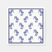 Blauwe en witte zeepaardafdruk servet (Voorkant)