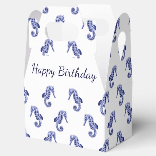 Blauwe en witte zeepaardje bedankdoosjes (Geopend)