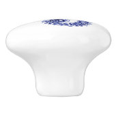 Blauwe en witte zeepaardje keramische knop (Zijkant)