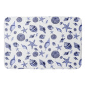 Blauwe en witte zeeschelpen badmat (Voorkant)