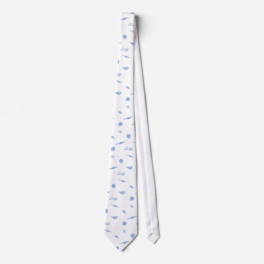 Blauwe en witte zeeschelpen en stropdas van het to (Voorkant)