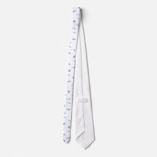 Blauwe en witte zeeschelpen en stropdas van het to (Achterkant)