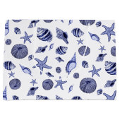 Blauwe en witte zeeschelpen groot cadeauzakje (Voorkant)